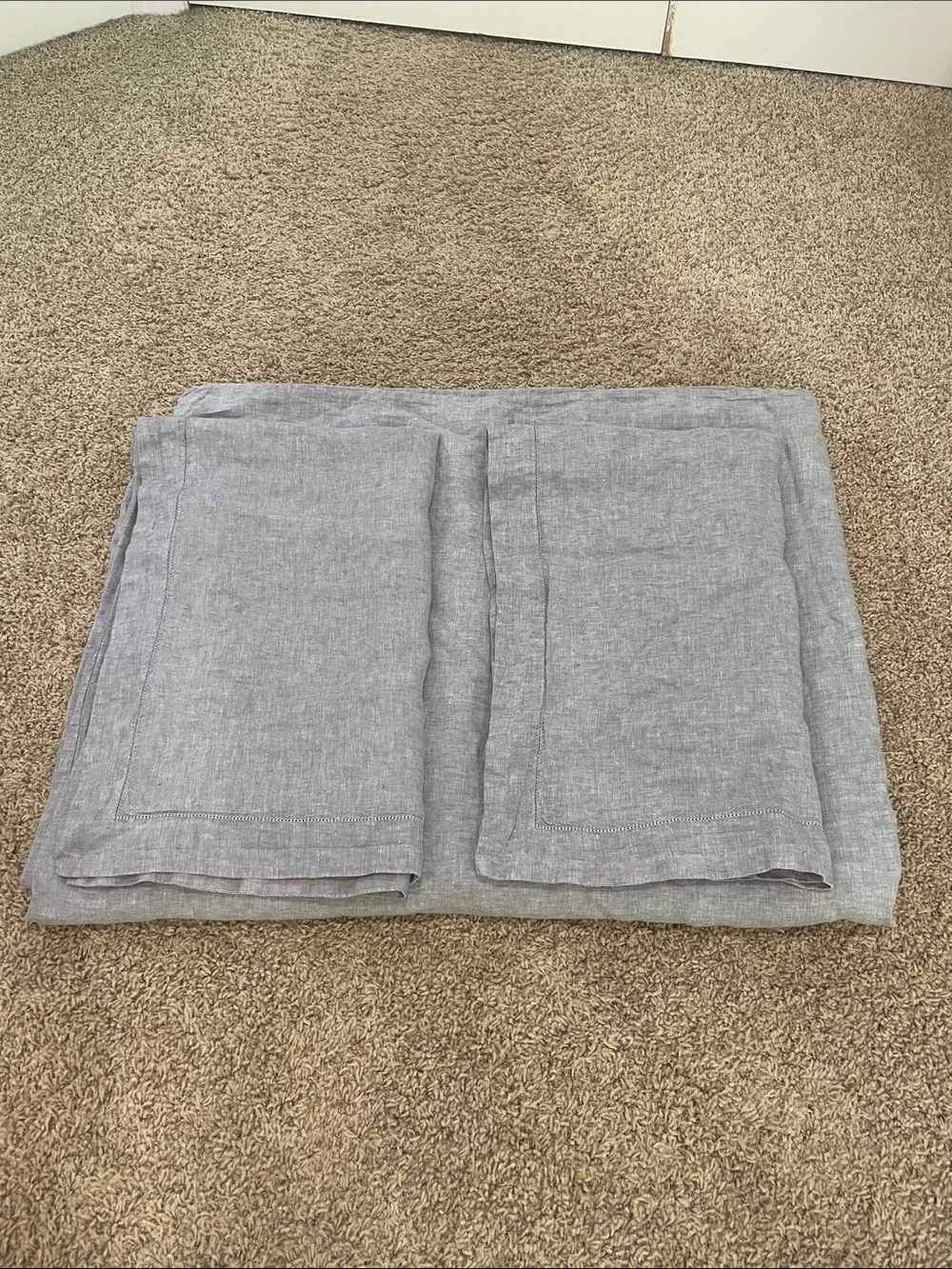Pottery Barn Light Gray Linen Duvet Cover Set